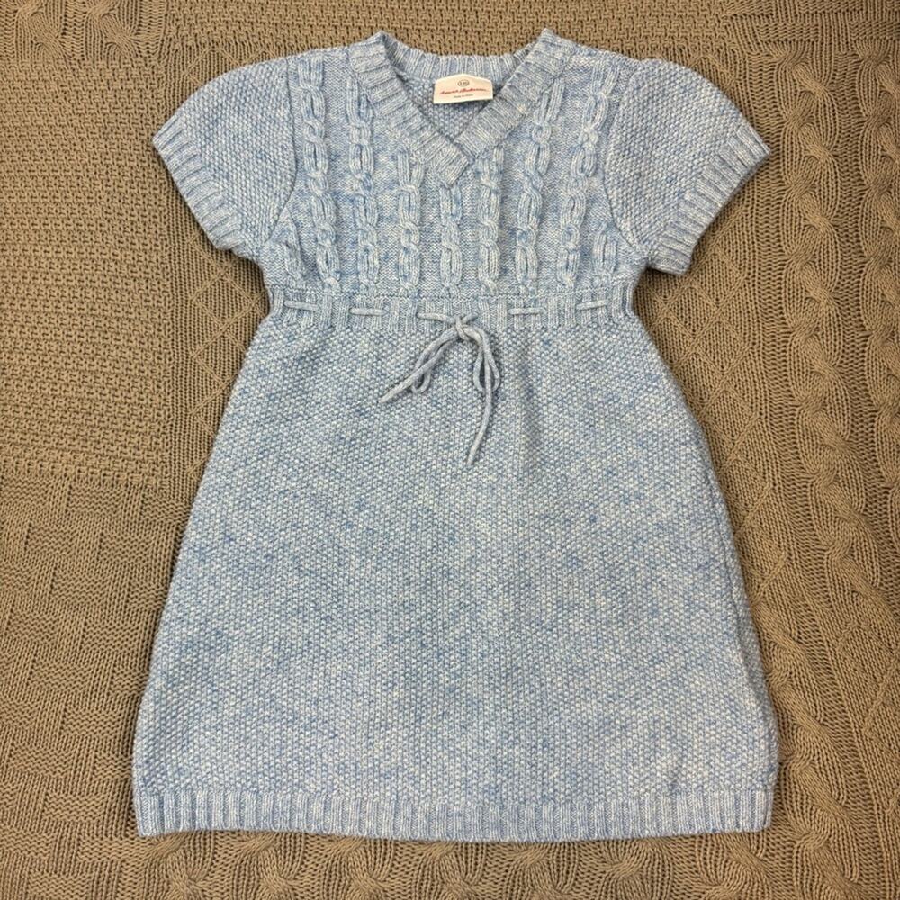 Hanna Andersson All is Calm Blue Heather Short Sleeved Sweater Dress 5